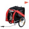 Dog Bike Trailer, Red & Black Pet Cart Wagon, Large Wheels for Off-Road Adventures with Your Pet