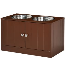 Elevated Dog Bowls with Storage Cabinet, Raised Dog Bowl Stand Pet Food Bowl Dog Feeding Station, Brown