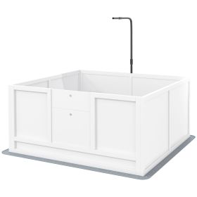 Puppy Whelping Box with Adjustable Door Pee Pad Pig Rail for Breeds Small to Large 41x39