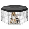 VEVOR Dog Playpen, 8 Pcs 30"H x 24"W Panels Foldable Metal Pet Exercise Pen, Dog Fence Indoor and Outdoor Pen with Door, 600D Oxford Fabric Top Cover