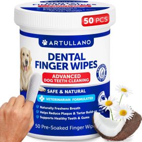 Dog Teeth Cleaning Wipes 50 Dog Dental Care Finger Wipes Disposable Finger Toothbrush for Removing Plaque and Tartar Buildup Oral Freshness Healthy Te