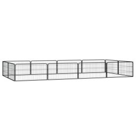 Dog Playpen Black Powder-coated steel Large Height-Adjustable