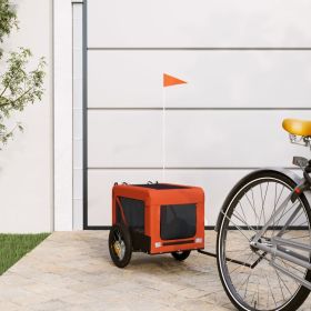 Pet Bike Trailer Orange and Black Oxford Fabric, Iron, PVC Small