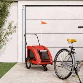 Pet Bike Trailer Orange and Grey Oxford Fabric, Iron, PVC