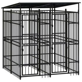 Dog Kennel Black Powder-coated steel 39.7 sqft Durable