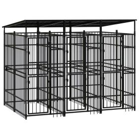 Dog Kennel Black Powder-coated steel 59.5 sq ft Durable