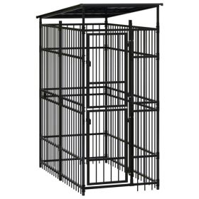 Dog Kennel Black Powder-coated steel 19.8 sq ft Durable