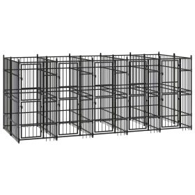 Dog Kennel Black Powder-Coated Steel 99.1 sq ft Sturdy