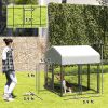 Welded Wire Outdoor Dog Kennel with 360Â° Rotating & 4 Levels Adjustable Bowls, Waterproof Cover, 3.9' x 3.9' x 4