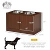 Elevated Dog Bowls with Storage Cabinet, Raised Dog Bowl Stand Pet Food Bowl Dog Feeding Station, Brown