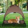 Elevated Portable Dog Cot Pet Bed with UV Protection Canopy Shade, 36 inch, Coffee
