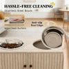 Elevated dog bowl with storage cabinet, oak