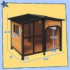 43" L Wooden Dog House, Outdoor Waterproof Dog Kennel for Large Dogs with Openable Roof & Giant Window, Yellow