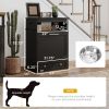Pet Feeder Station Storage Cabinet, Dog Food Storage Container with Dog Raised Bowls, Watering Supplies, Black