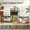 Dog bowl rack, storage rack, black