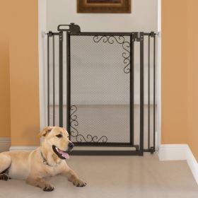 Tall One-Touch Metal Mesh Pet Gate (Option: Antique Bronze)