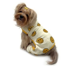 Ultra Plush Happy Face Front Sleeveless Pajamas (Color: yellow, size: XS)