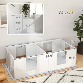 Double Room Design Whelping Box For Dogs With Whelping Pad (Option: White)