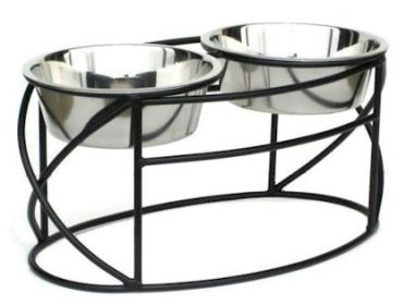 Oval Cross Double Raised Feeder (Option: Large White)